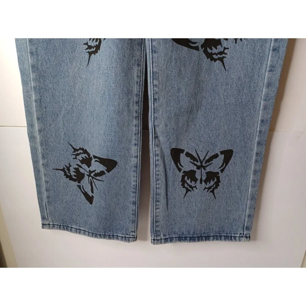 Fashion Sexy Lounge Size Medium / 28X29 blue and black butterfly jeans - Picture 2 of 7